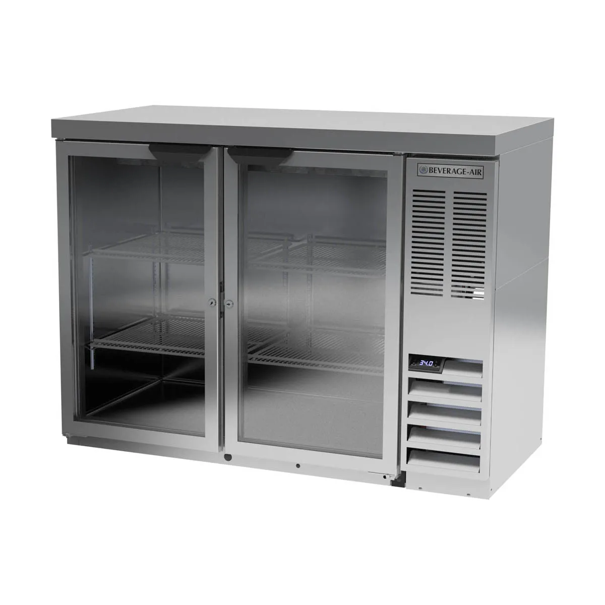 Beverage Air BB48HC-1-G-S-27 48" Two Section Back Bar Cooler with Glass Door, 12.4 cu. ft.