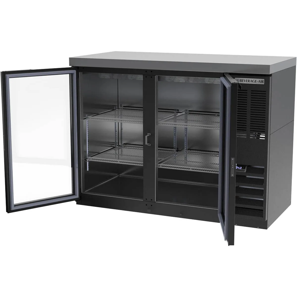 Beverage Air BB48HC-1-FG-B-27 48" 2 Section Black Back Bar Cooler with Glass Door