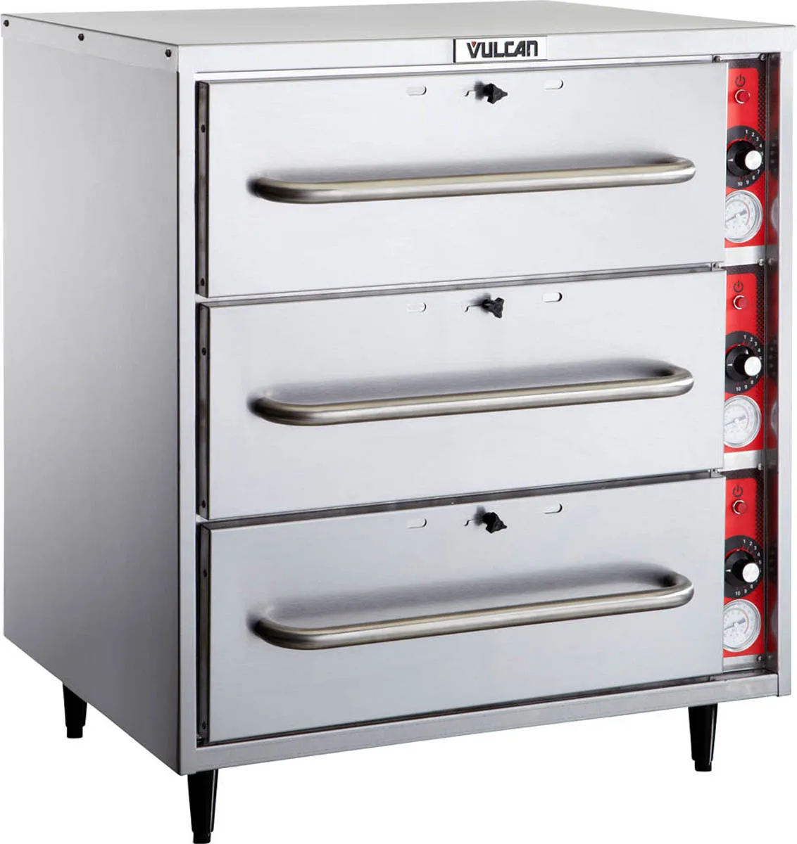Vulcan VW3S 27" Freestanding Three Drawer Warmer, 12" x 20" x 6" Pan Per Drawer