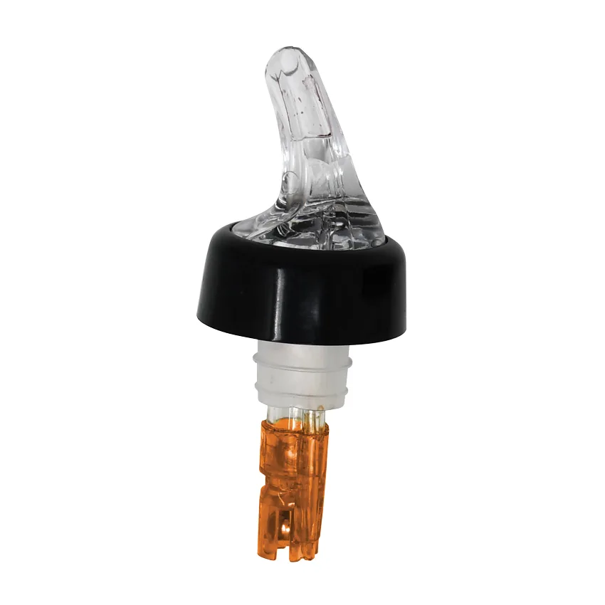 Omcan USA 80877 Liquor Pourer – 1/2 oz Capacity, Durable Plastic Construction, Clear Spout with Orange Tail, Pack of 12