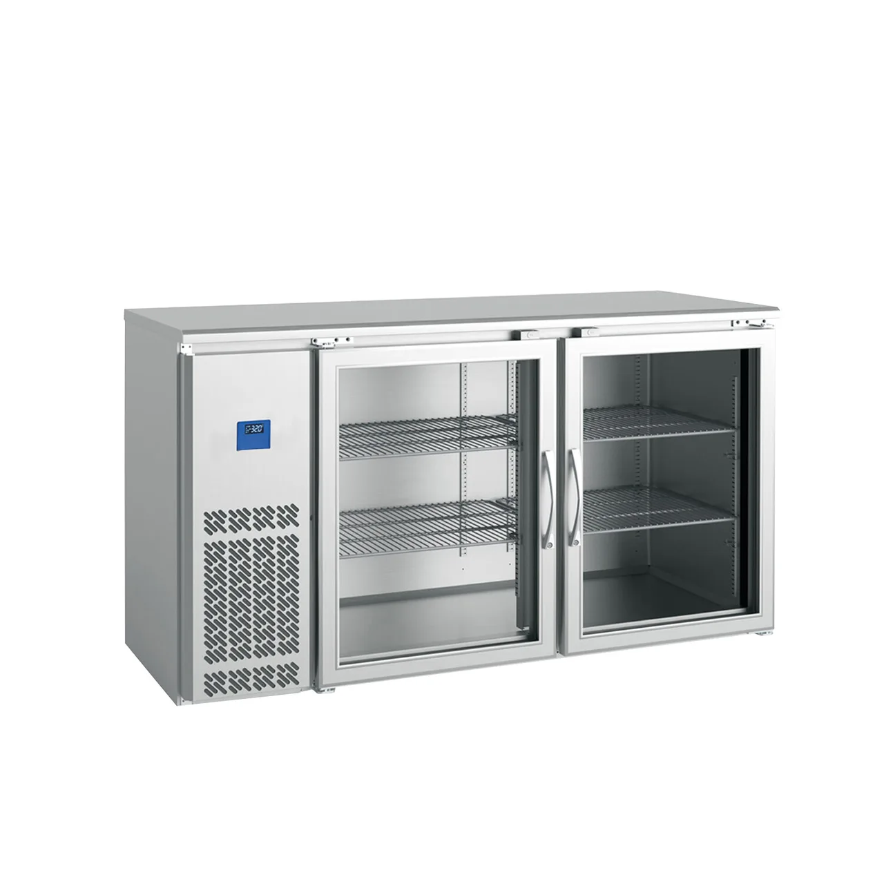 BK Resources SSBB-2G-61 61" Bar Cooler, 2‑Glass Doors, R290 Refrigerant, 4 Shelves, 33‑41°F