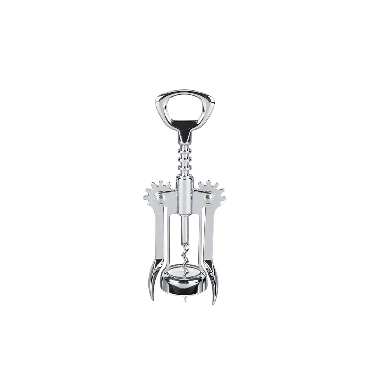 CAC China CKSW-4S Corkscrew, Wing-Style, Chrome-Plated, Silver Handle, Skull Type