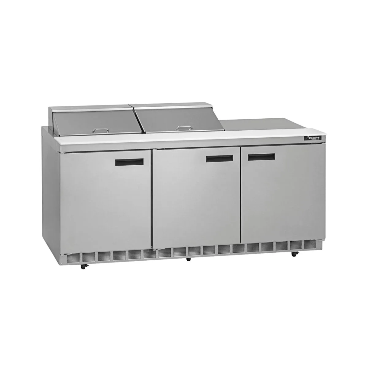Delfield 4472NP-12 72" 3-Door Sandwich and Salad Prep Table, 12 Pans, Stainless Steel