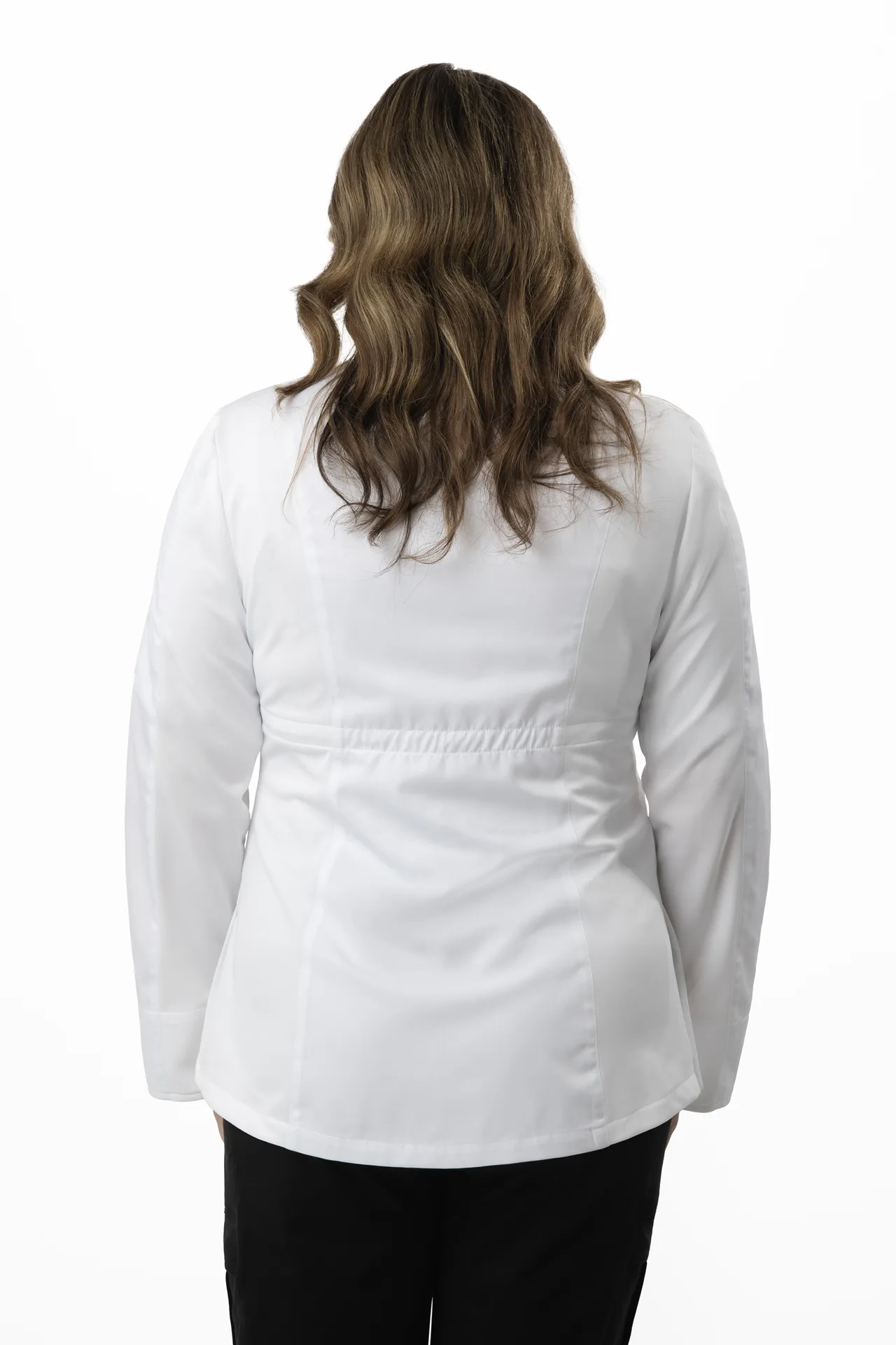 Chef Works CBZ05W-WHT-S Chef Coat, Small White, Poly/Cotton, 2‑Way Zipper, Adjustable Waist