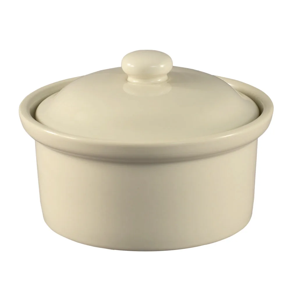 CAC China CAS-10 - 12 oz White Ceramic Casserole Bowl Lid, 5¼" Dia x 2½" H, Microwave Safe - 1 Dozen