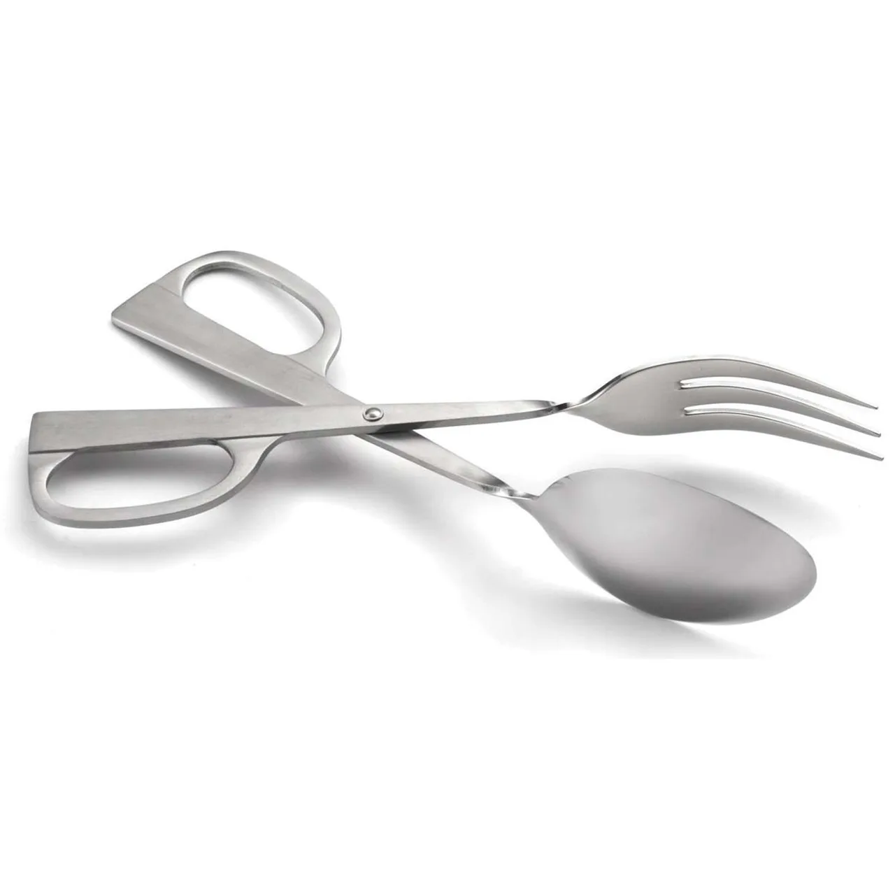 Omcan USA 80426 Salad Scissor Tongs, 10"-11" Stainless Steel – Ideal for Serving Salads