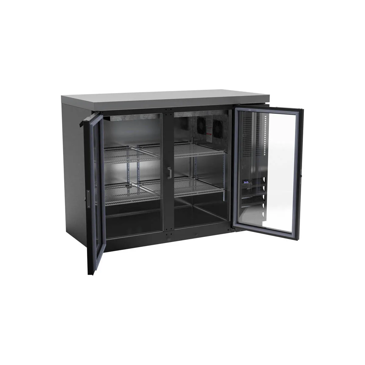 Beverage Air BB48HC-1-G-B-27 48" Two Section Back Bar Cooler with Glass Door, 12.4 cu. ft.