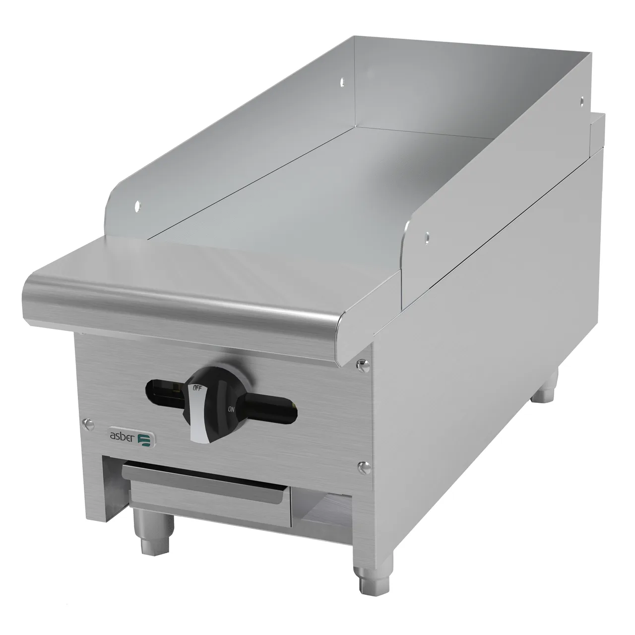 Asber AEMG-12 12" Countertop Gas Griddle with Manual Controls, 5/8" Steel Plate, 30.000 BTU