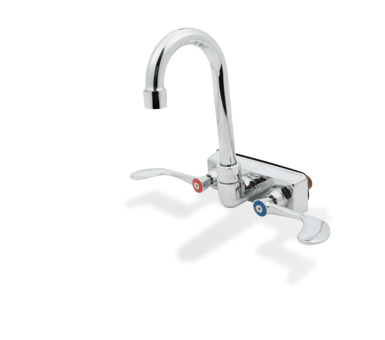 Steel Works SWFW-4-4GWRLL Faucet, Wall Mount, Gooseneck, 4" Center, 4" Spout