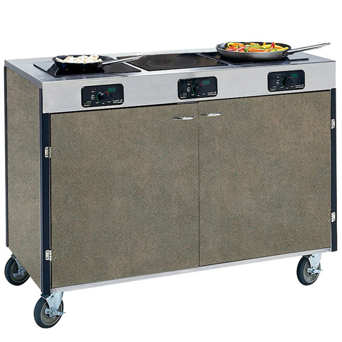 Lakeside 2080 Creation Express Station Mobile Cooking Cart w/ 3 Induction Burner, No Filtration System