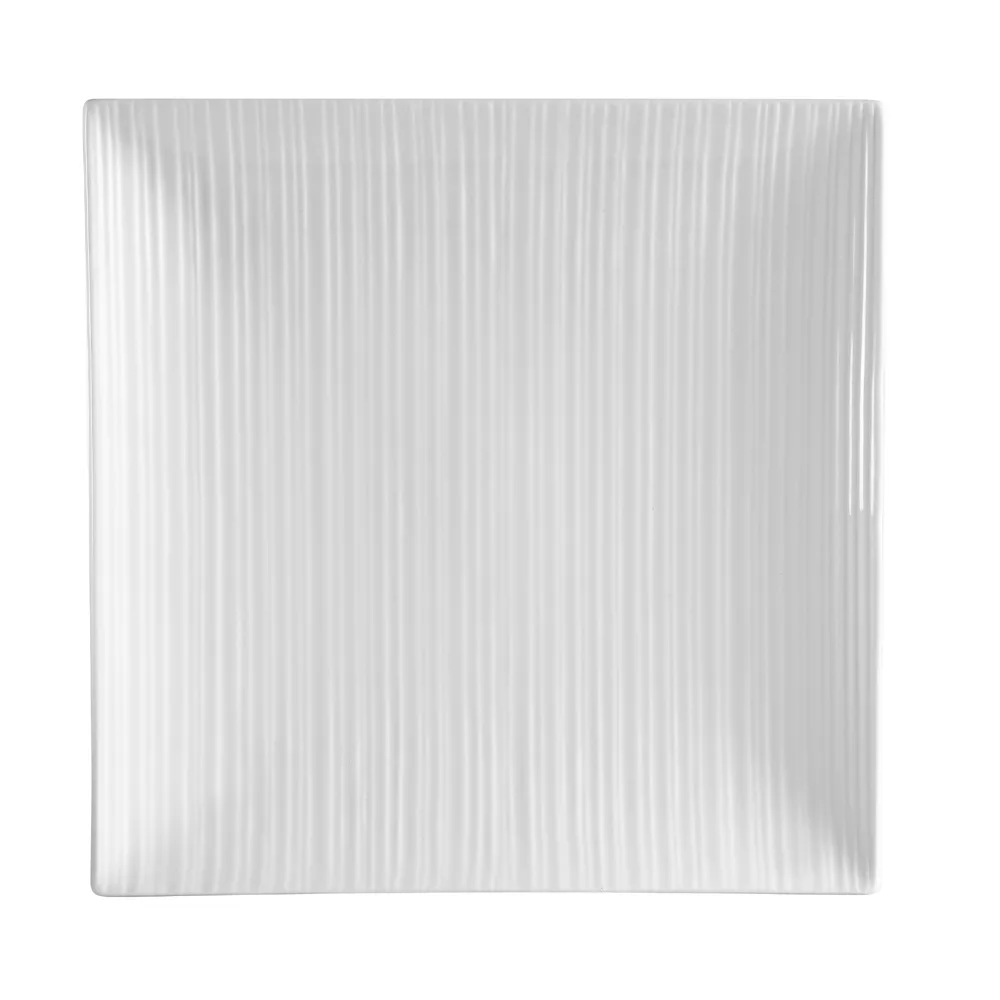 CAC China SUS-SQ8 Sushi Square Plate, 8-3/4" Bone White Porcelain, Embossed Rim, 1 Dozen