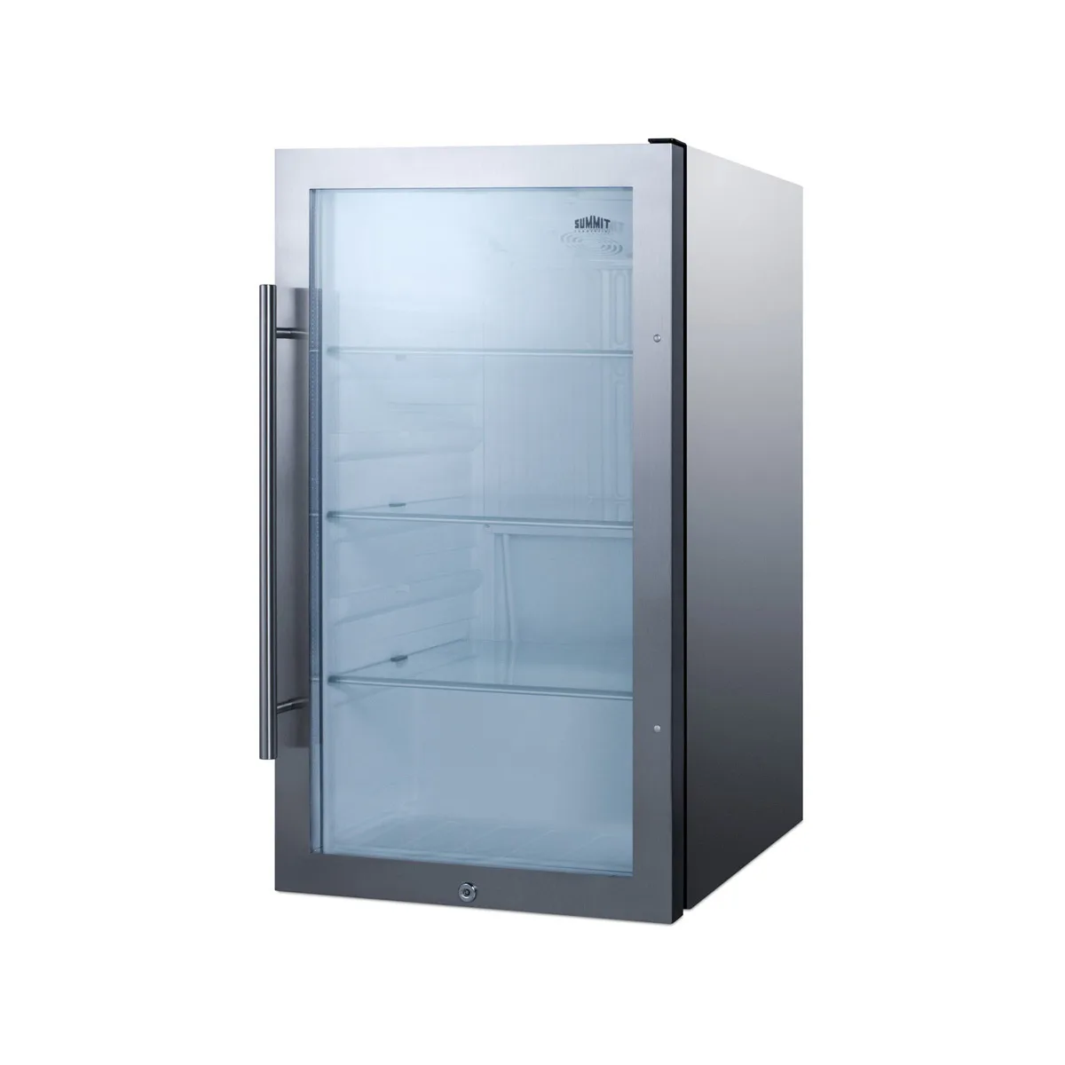 Summit SPR489OSCSS 19" Glass Door Outdoor Refrigerator in Stainless Steel, White Interior, 3.13 cu.ft