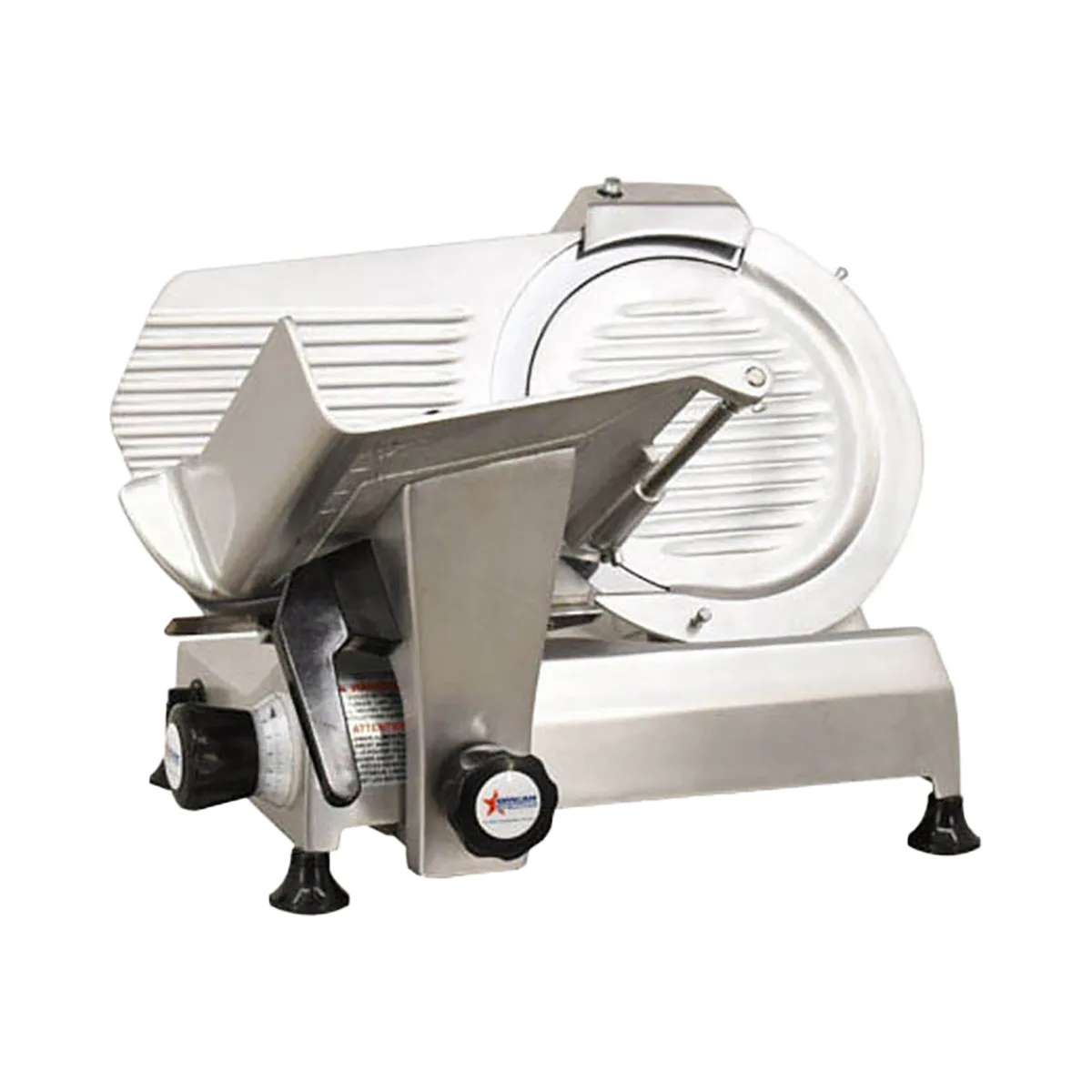 Omcan USA 13628 Meat Slicer – 12” Carbon Steel Blade, Belt‑Driven, Gravity Feed, 1/3 HP, 120V, Aluminum Body