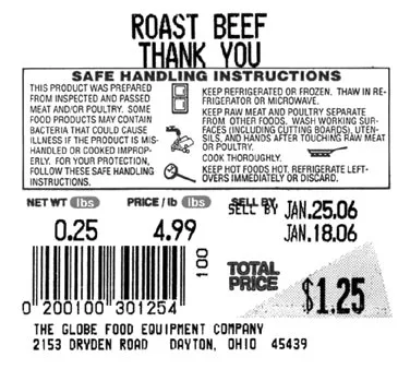 Globe E13 Ingredient Labels, 2.36"W x 3.15"H, for GSP30A & GSP30B Scales, Sold per Dozen