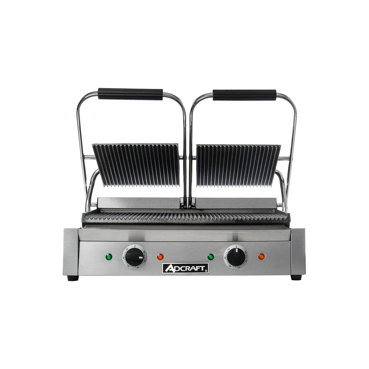 Adcraft SG-813 22" Double Sandwich Panini Grill w/ Cast Iron Grooved Plates, 120V