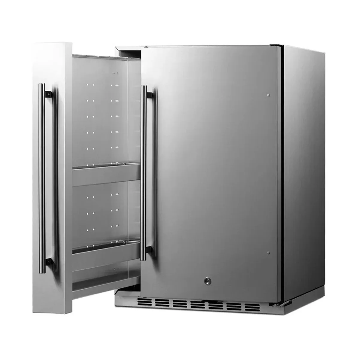 Summit SPR196OS24 24" Built-in Outdoor Refrigerator in Stainless Steel, w/ Side Storage, 3.13 cu. ft.