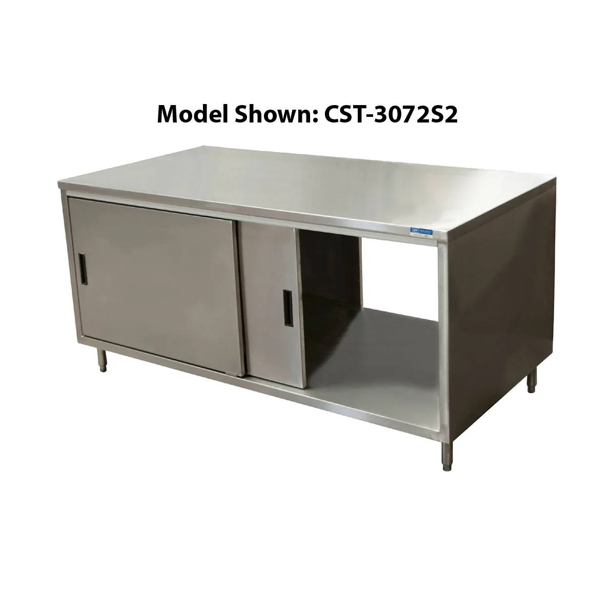 BK Resources CST-3696S2 Sliding Doors Chef Table with 8 Doors, 96"W x 36"D / Dual Access