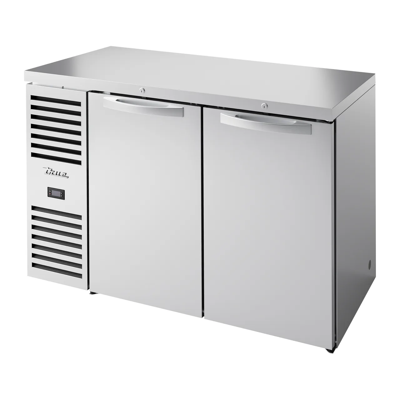 True TBR52-RISZ1-L-S-SS-1 Stainless Steel 52" 2 Solid Swing Door Back Bar Refrigerator with LED