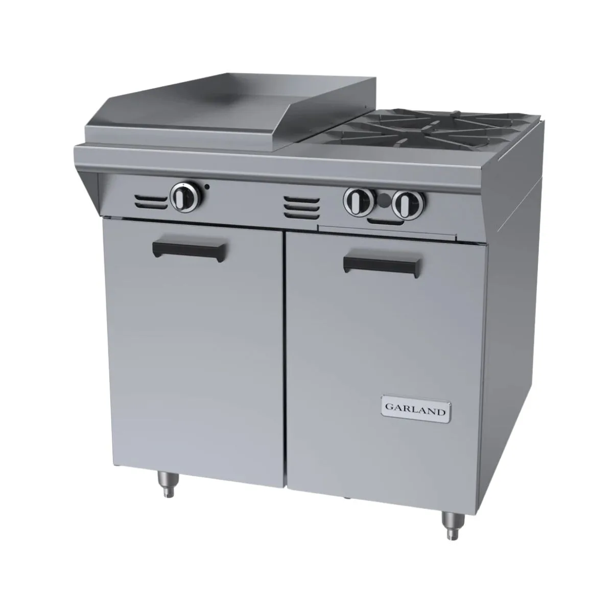 Garland US Range MST42S-E 34" Gas Heavy Duty Range w/ (2) Open Burner, 17" Griddle Left, Electric Ignition, Flame Fail, (1) Cabinet Base, 100.000 BTU
