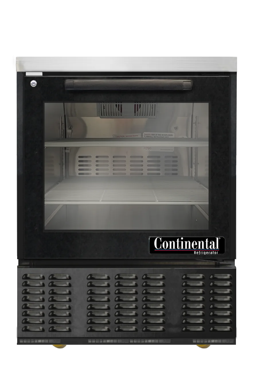 Continental Refrigerator UC24SNGD-B 24" 1-Glass Door Undercounter Fridge, 4.3 cu. ft., Front Breathing