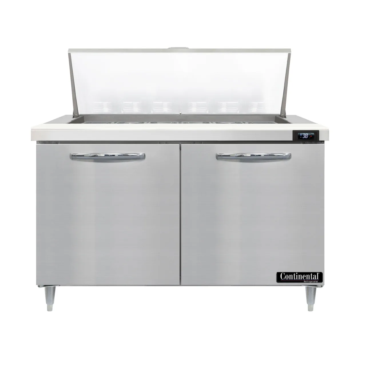 Continental Refrigerator D48N18M 48" Mega Top Sandwich Prep Table w/ 2 Doors, 18 pans