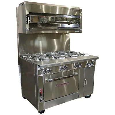 Southbend P48D-BBBB-SU 48" Gas Heavy Duty Range (8) Open Burners w/ (4) Step-Up, (1) Standard Oven, (1) Cabinet Base, 325.000 BTU
