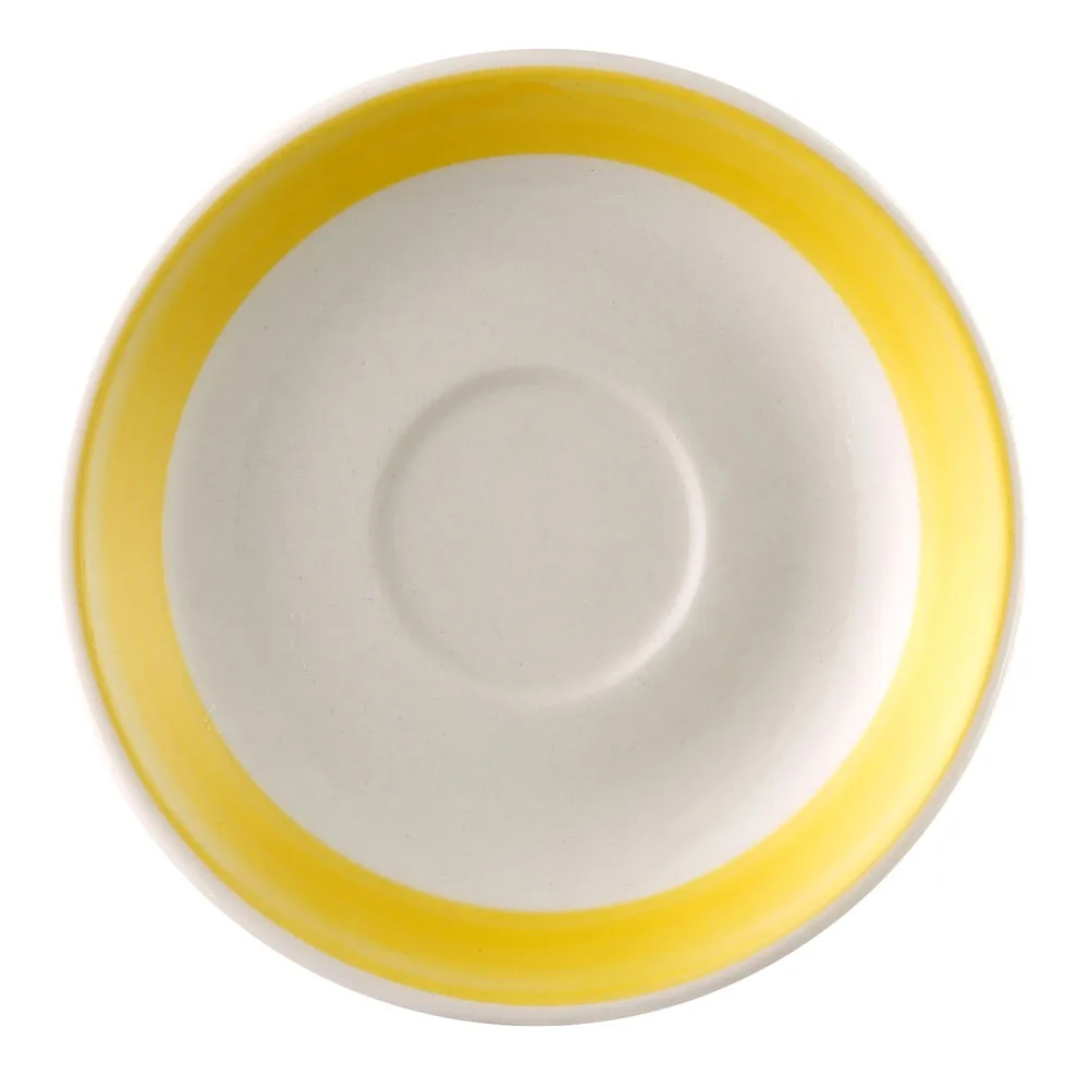 CAC China R-36-Y Rainbow Saucer, 4.5" Stoneware, Yellow/White, Dishwasher Safe - 1 Dozen