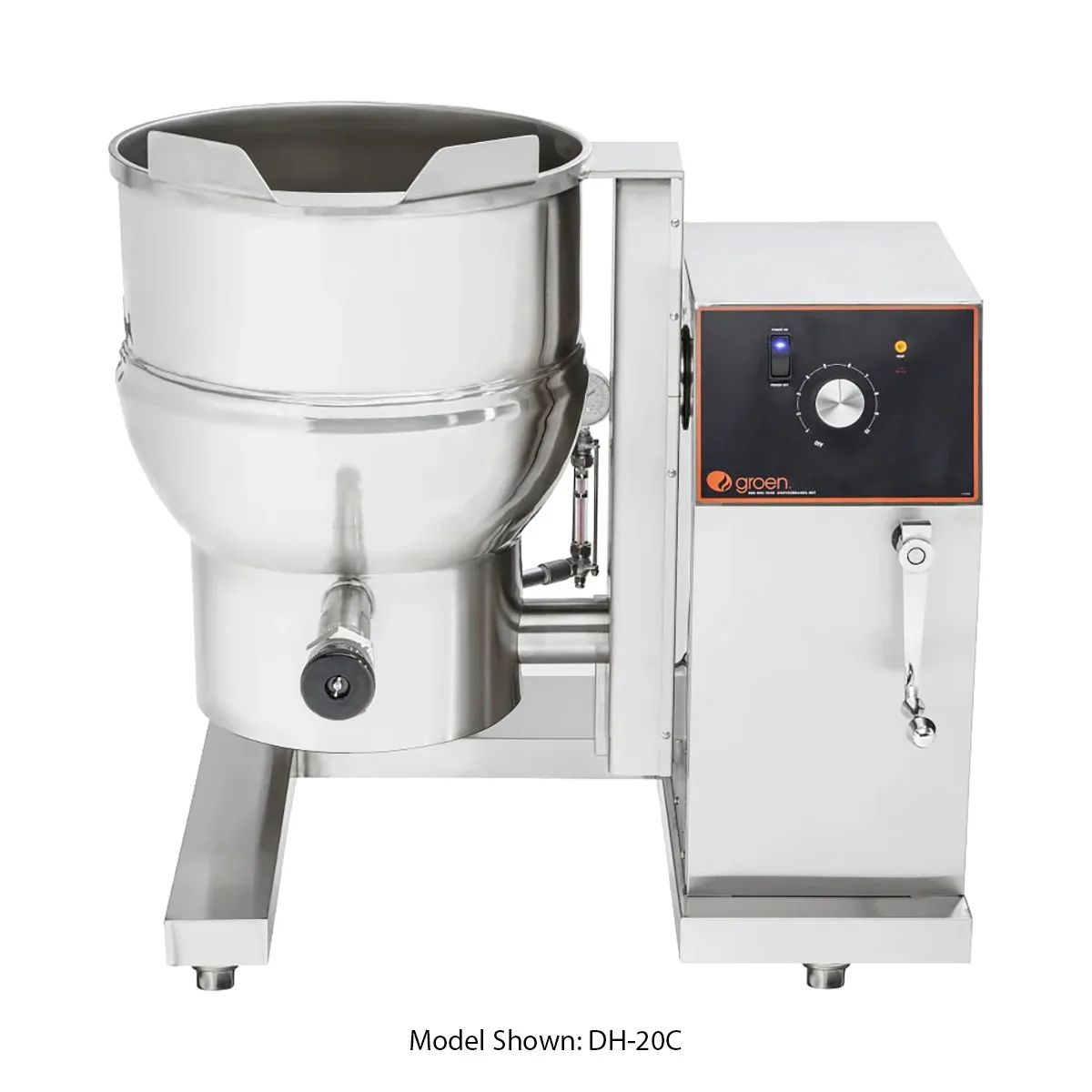 Groen DH-20C2T 20 Gallon Floor Tilting 2/3 Steam Jacketed Gas Kettle w/ Crank Tilt, 72.000 BTU