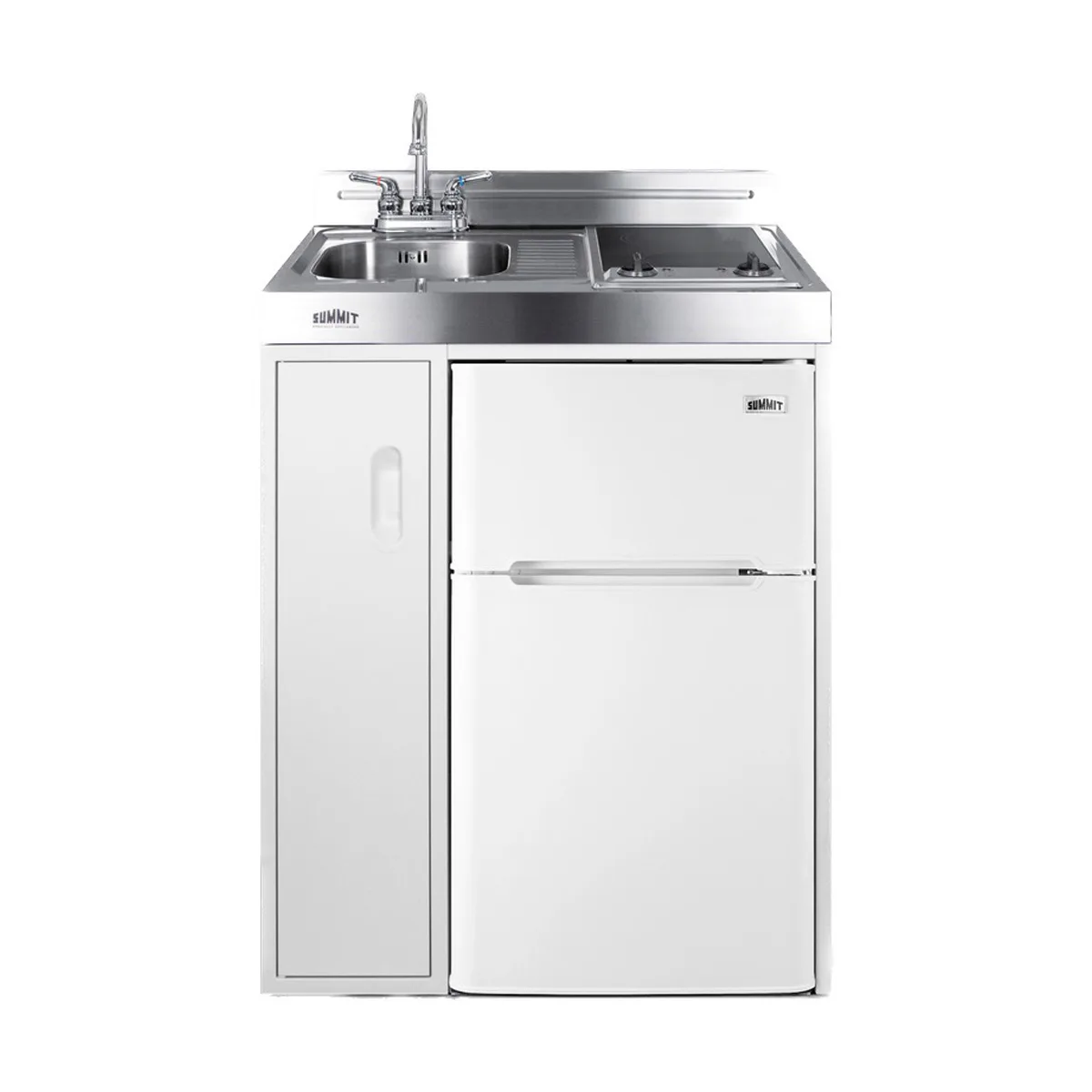 Summit C30ELGLASS All-in-One Combo Kitchen, 30"W x 23.75"D x 41"H, with deep drawn sink