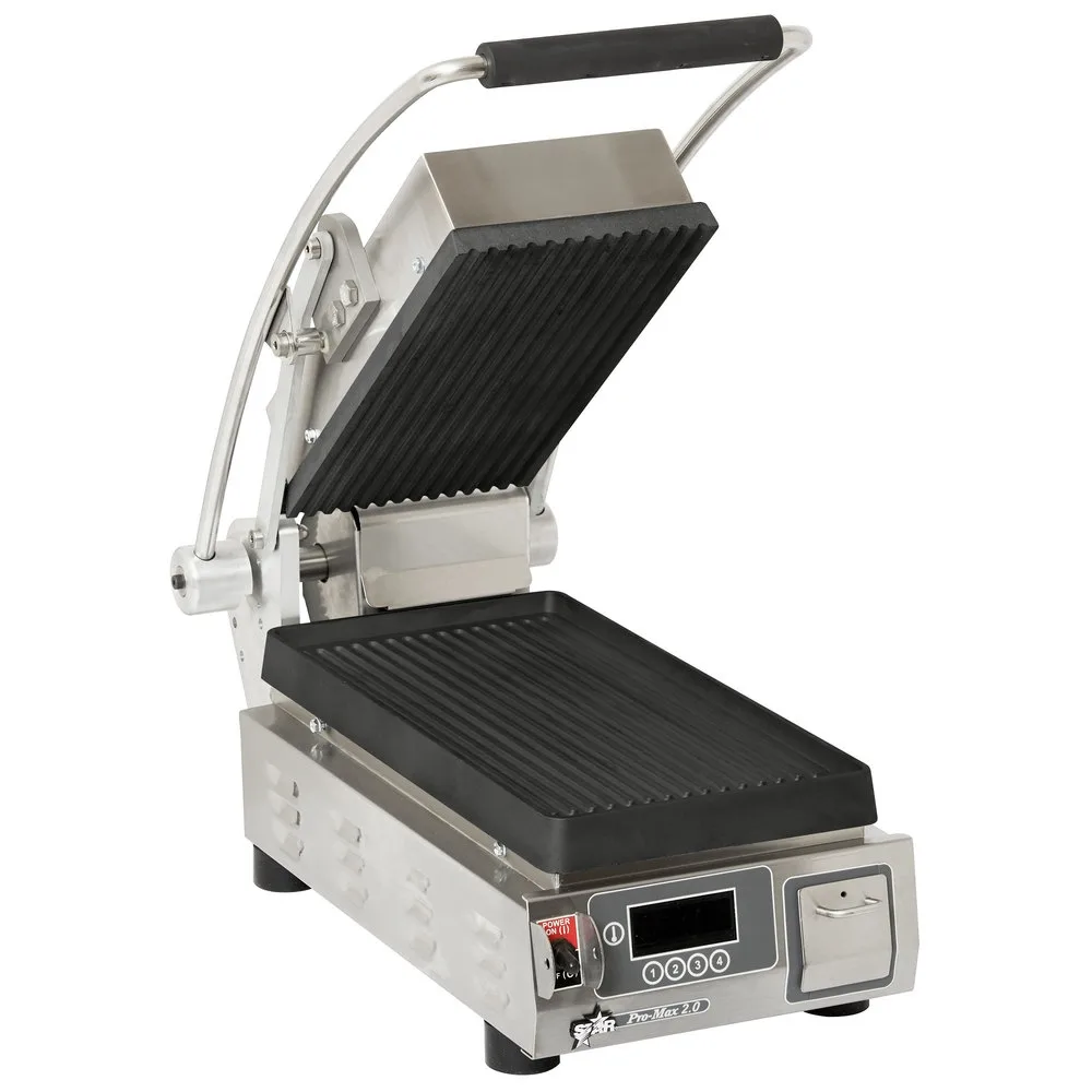 Star PGT7IEA-120V Single Cast Iron Sandwich Grill w/ Grooved Plates, Electronic Controls, 120V