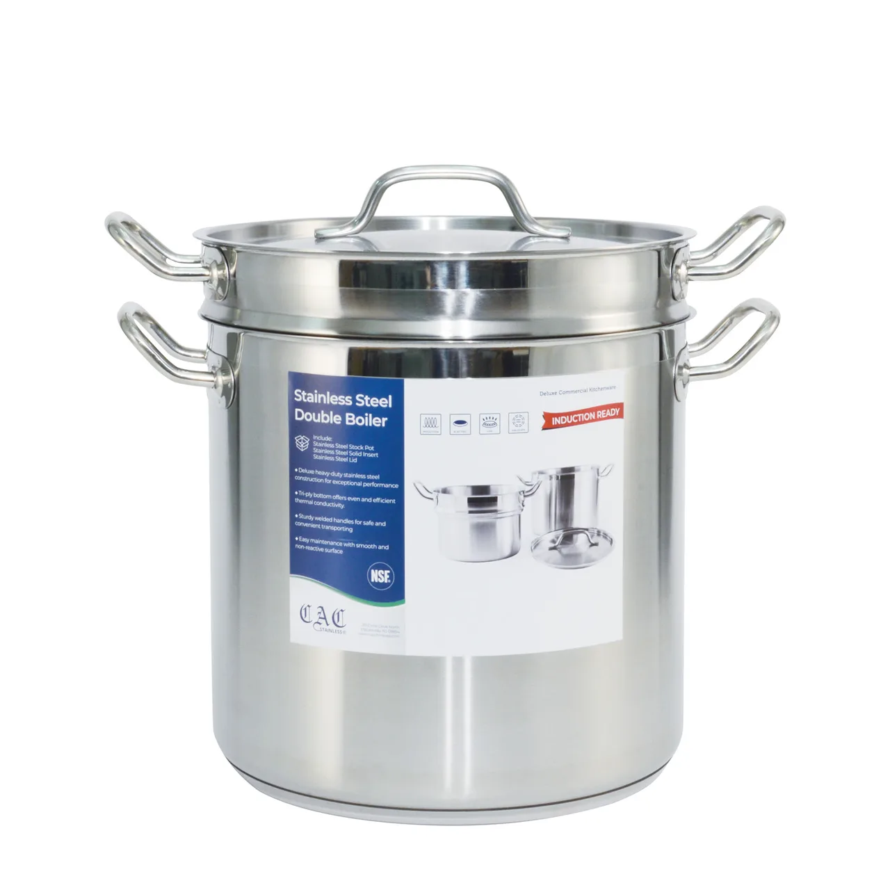 CAC China SPDB-16S Double Boiler, 16 Qt., 11" x 10-3/8" (9-5/8"H Insert) Stainless Steel
