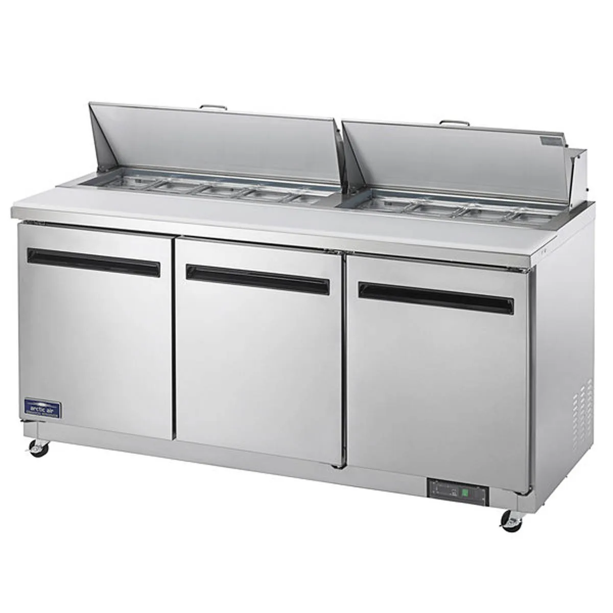 Arctic Air AMT72R 72" Three Section Mega Top Sandwich & Salad Prep Table w/ 3 Doors, 27 Pans