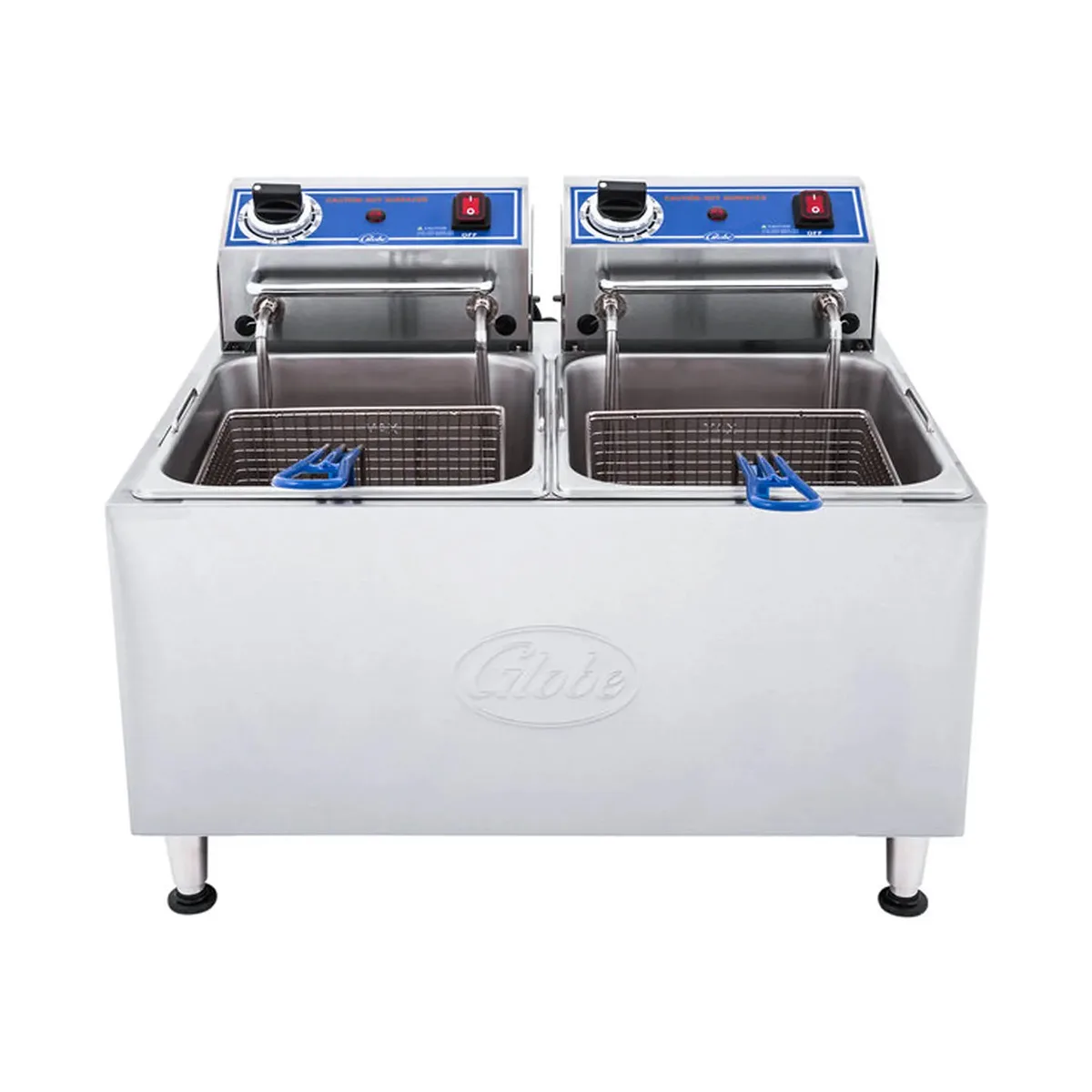 Globe PF32E Split Pot Countertop Electric Fryer w/ 2 Baskets, 32 Lb. Capacity, 208/240V