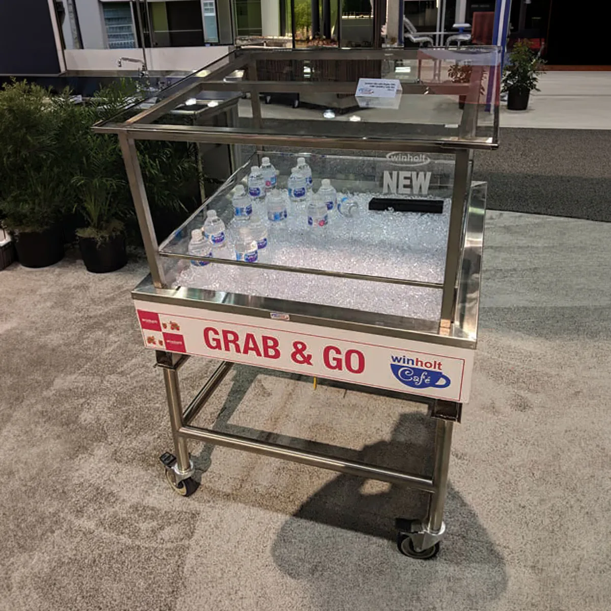 Winholt SSMIT-3636MLC-CAN-ADJ Adj. Insulated Display Table, 36"W×36"D×51-1/2"H, Ice/Canopy 4×5"