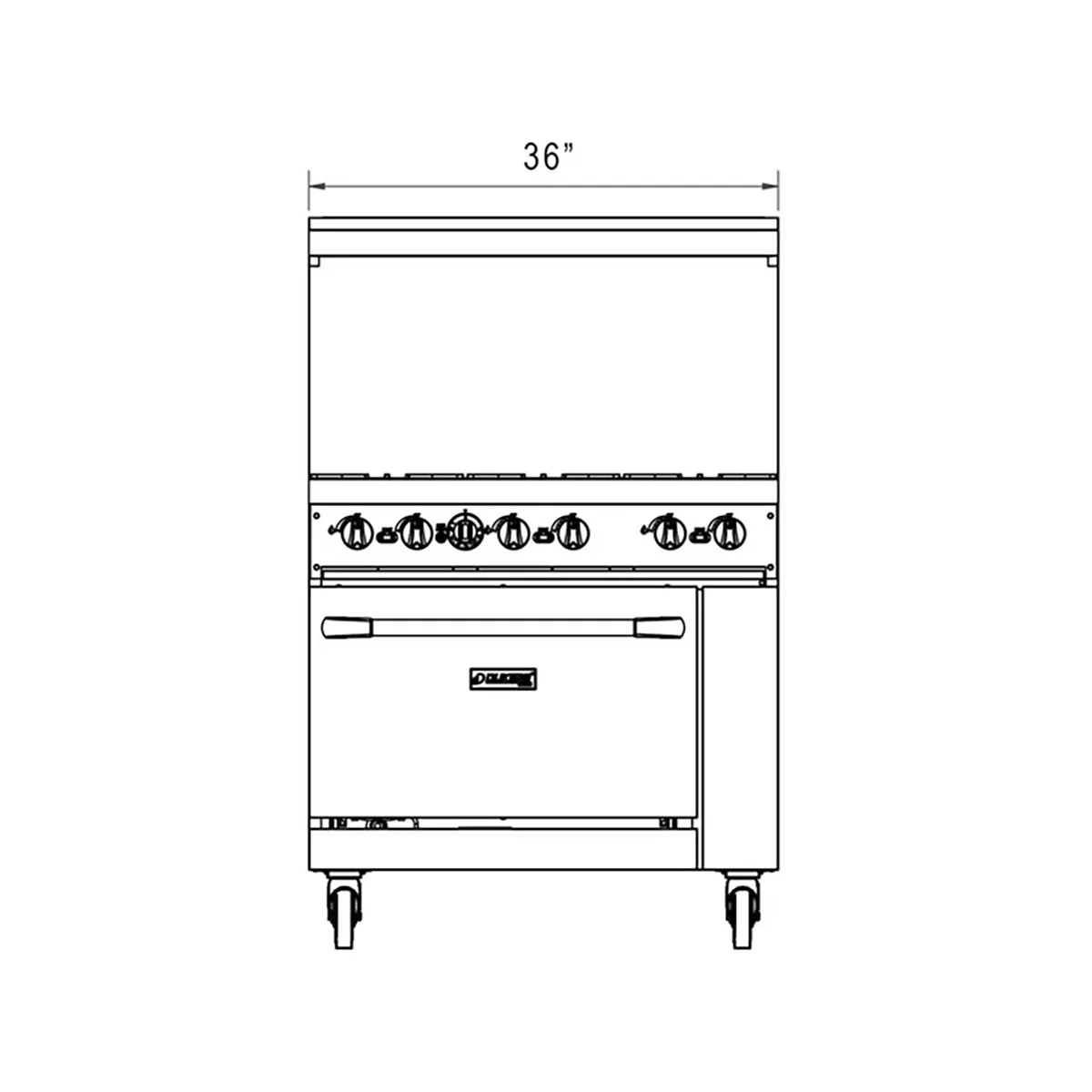 Dukers Appliance Co DCR36-6B 36" Gas Restaurant Range w/ (6) Open Burners, (1) Standard Oven, 233.000 BTU