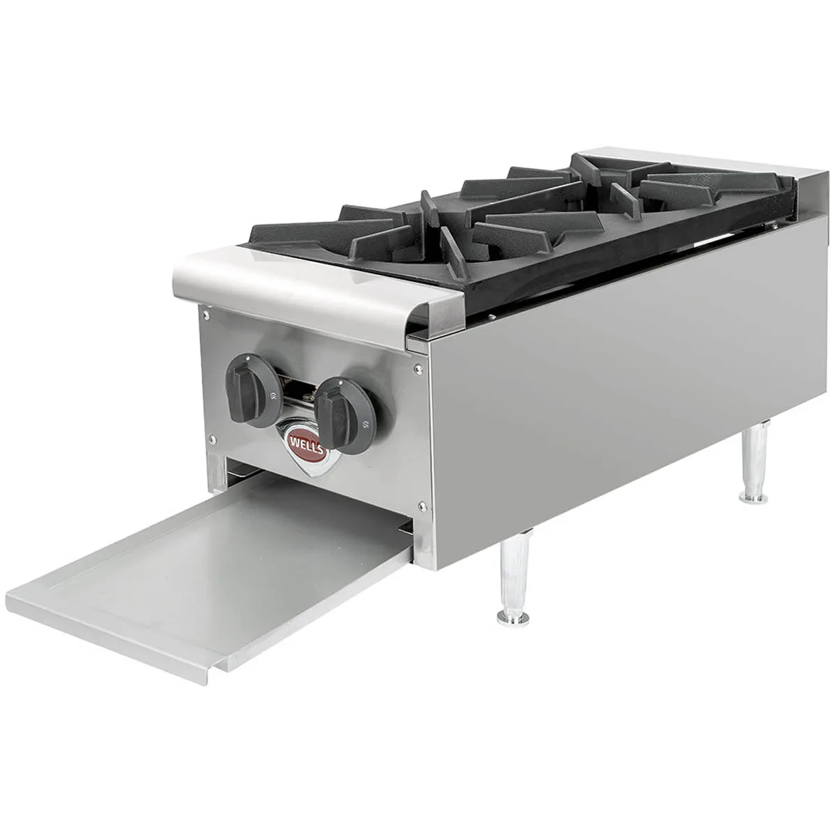 Wells HDHP-1230G 12" Countertop Gas Hotplate with (2) Burners, Manual Controls, 53.000 BTU