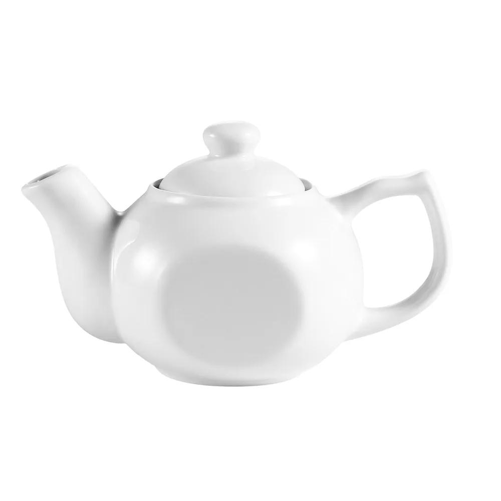 CAC China TPW-1 - 15 Oz. Porcelain Teapot, Super White, 7-1/2"L x 4-1/4"W x 4-3/4"H, 1 Dozen