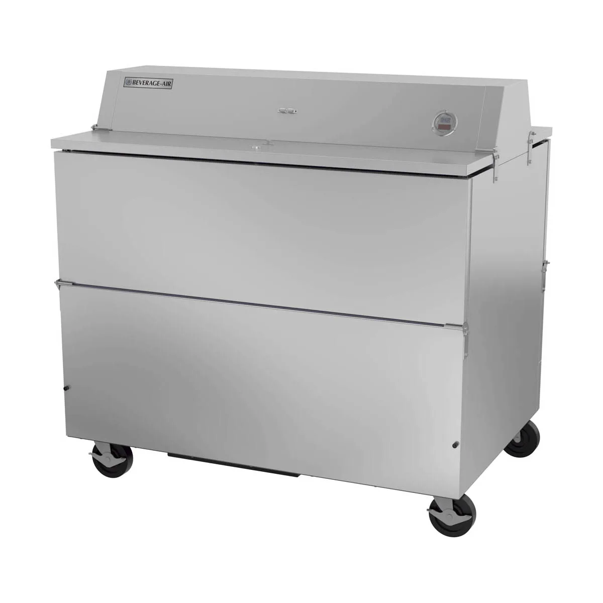 Beverage Air STF49HC-1-S 49" Dual Sided Milk Cooler, Forced Air, 12 Crates Capacity
