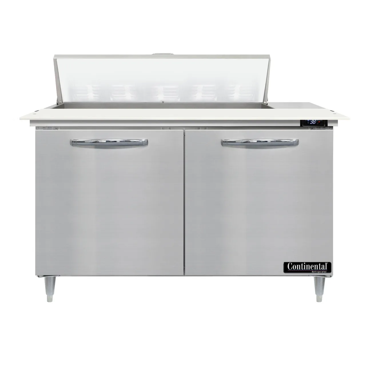 Continental Refrigerator D48N10C 48" Two Section Sandwich / Salad Prep Table w/ 2 Doors, 10 Pans