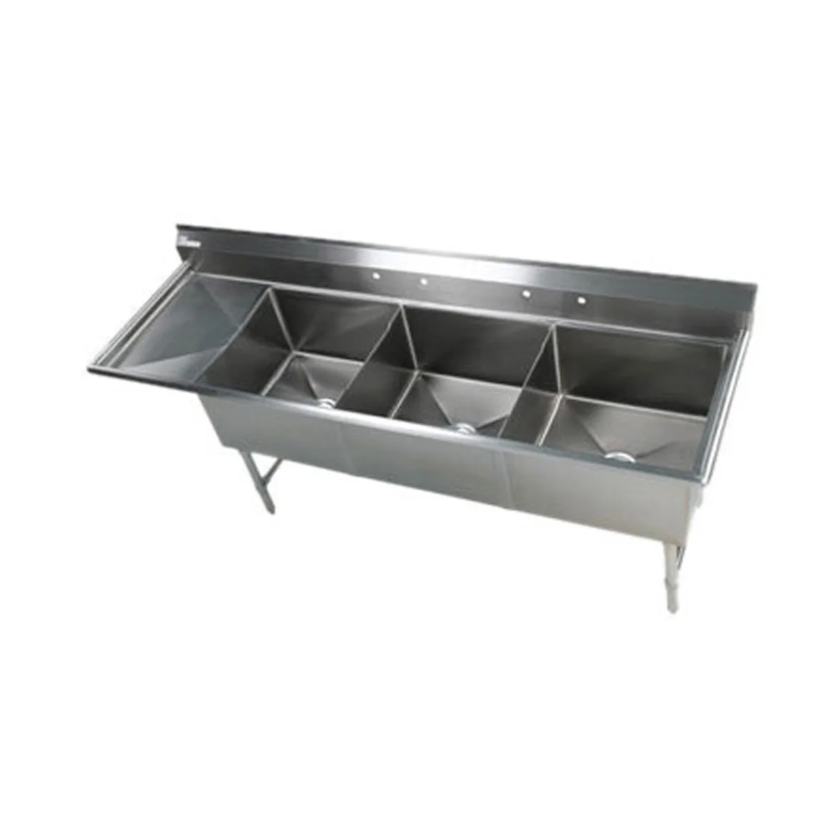 Klinger's Trading EIT3DL 92" Three Compartment Sink, 24"W x 24"L Bowl With Left-Hand Drainboard