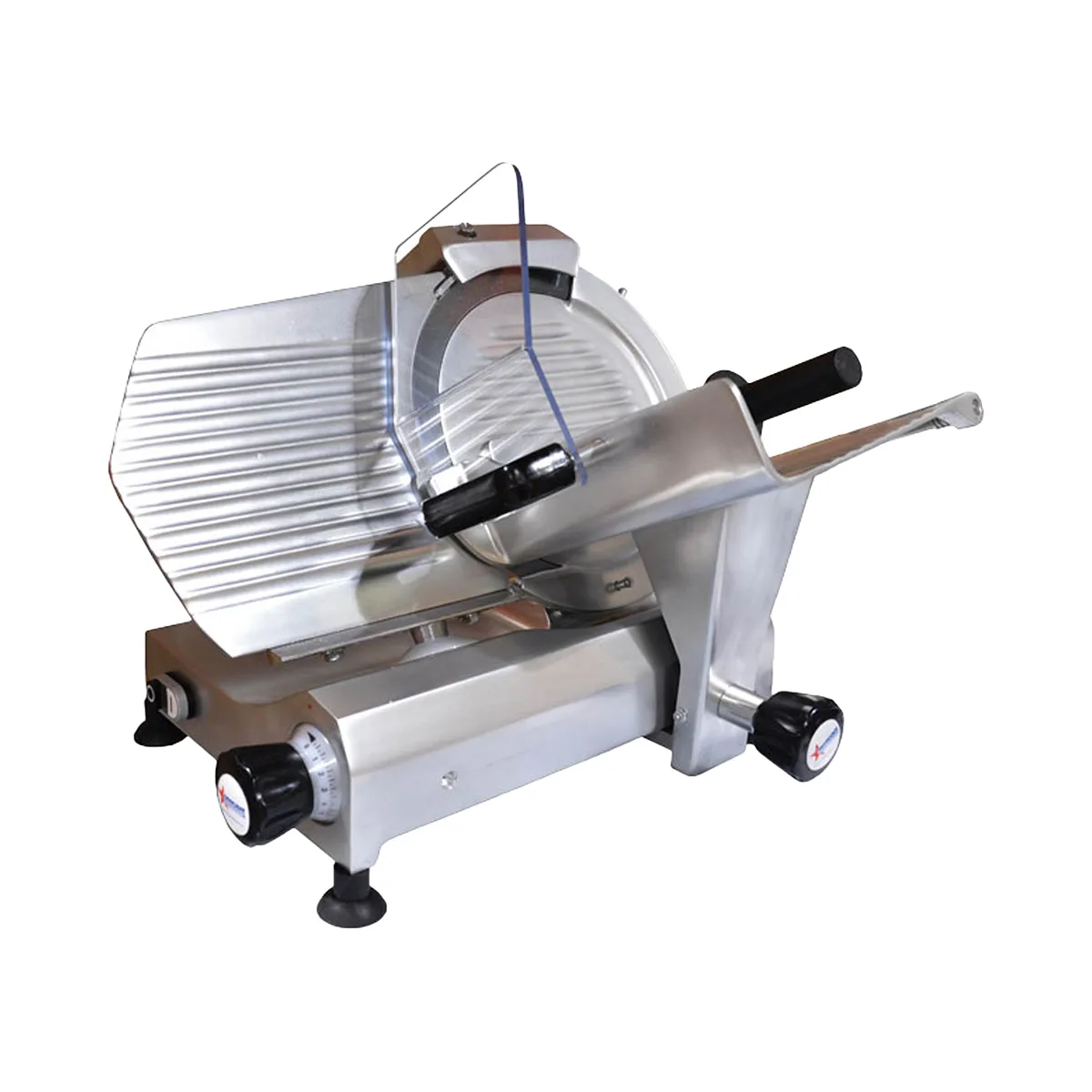 Omcan USA 31344 Elite Meat Slicer, 12" Carbon Steel Blade, Belt Drive, Anodized Aluminum Body, 1/3 HP, 120V, Gravity Feed