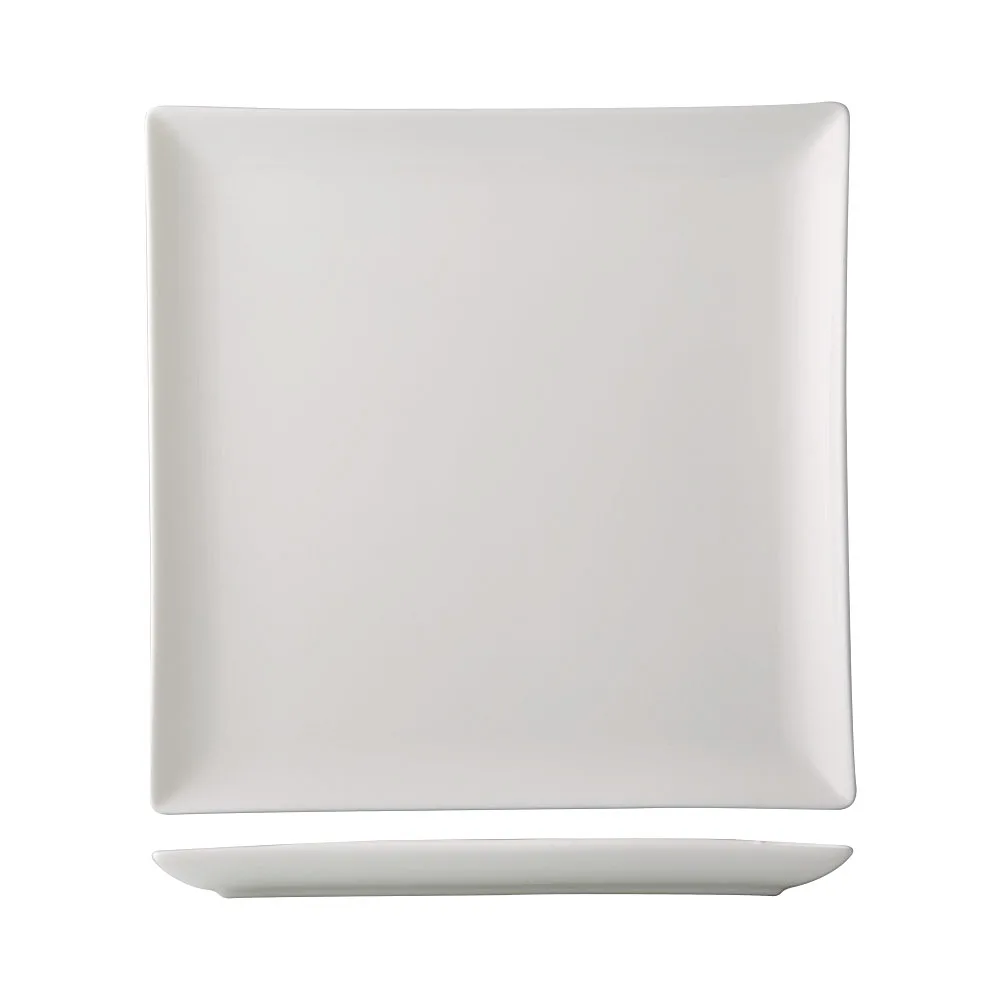 CAC China VCT-20 Victoria Plate, 11-1/4" Square, Porcelain Bone White Coupe Rim, Safe - Dozen
