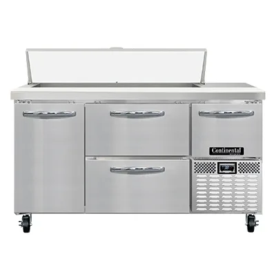 Continental Refrigerator RA60N12-D 60" Sandwich / Salad Prep Table w/ 4 Drawers & 1 Door, 12 Pans