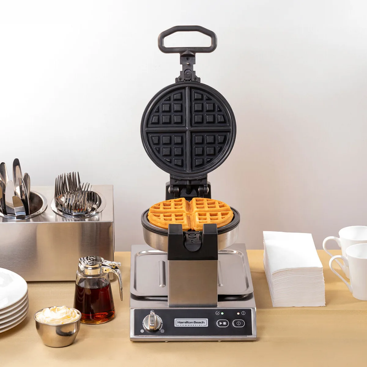 Hamilton Beach 26700 Commercial Belgian Waffle Maker, (25) Waffles per hour capability, 1300 W