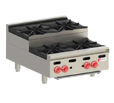 Wolf AHP424U 24" Countertop Step -Up Gas Hotplate with (4) Burners, Manual Controls, 120.000 BTU