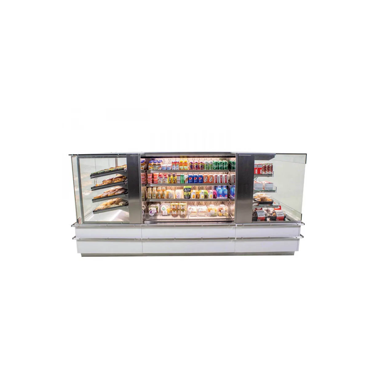 Structural Concepts NM7255RSSV 72" Blend® Refrigerated Self-Service Center Case, Open Flat, 3 Shelves