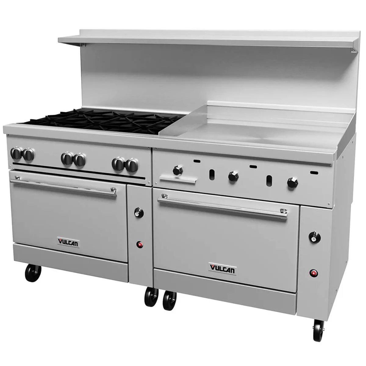 Vulcan 72SC-6B36G 72" Gas Restaurant Range w/ (6) Open Burners, 36" Griddle Right, (1) Standard Oven, (1) Convection Oven, 310.000 BTU