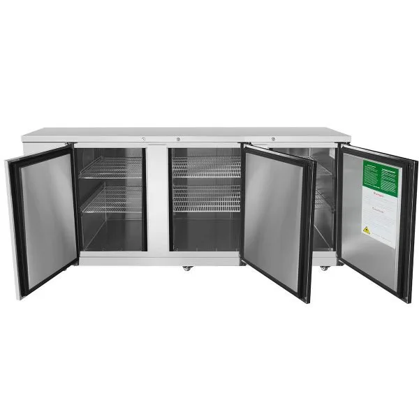 Atosa USA MBB90GR 89" Three Section Back Bar Cooler with Solid Door, 30.1 cu. ft.