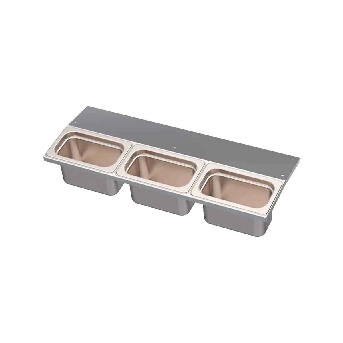 Krowne KR-UMGT-3 Royal Series 21" Stainless Steel Garnish Tray With (3) Condiment Cups, NSF