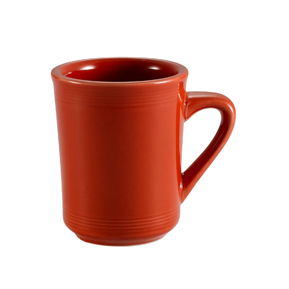 CAC China TG-17-R Tango Mug, 8‑Ounce 3.25" Dia x 4" Porcelain, Red Embossed, Microwave Safe - 1 Dozen